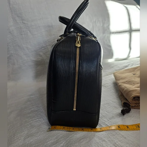 Louis Vuitton Epi Deauville Black Noir Bag Travel Luggage Keepall Speedy Leather - Picture 8 of 15